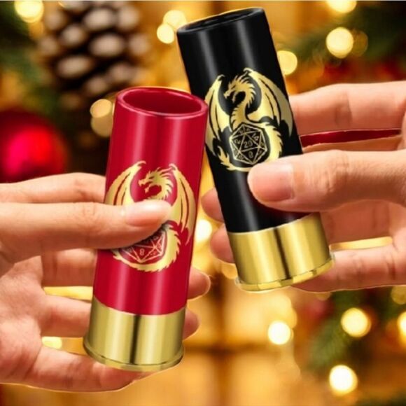 DND Shot Glass Gift Box Set Black Red 12 Gauge Shotgun Shell Novelty Barware D&D - Picture 2 of 5